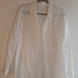 Dana Buchman 100% Linen /White Long Blouse  100% Linen /Size 10